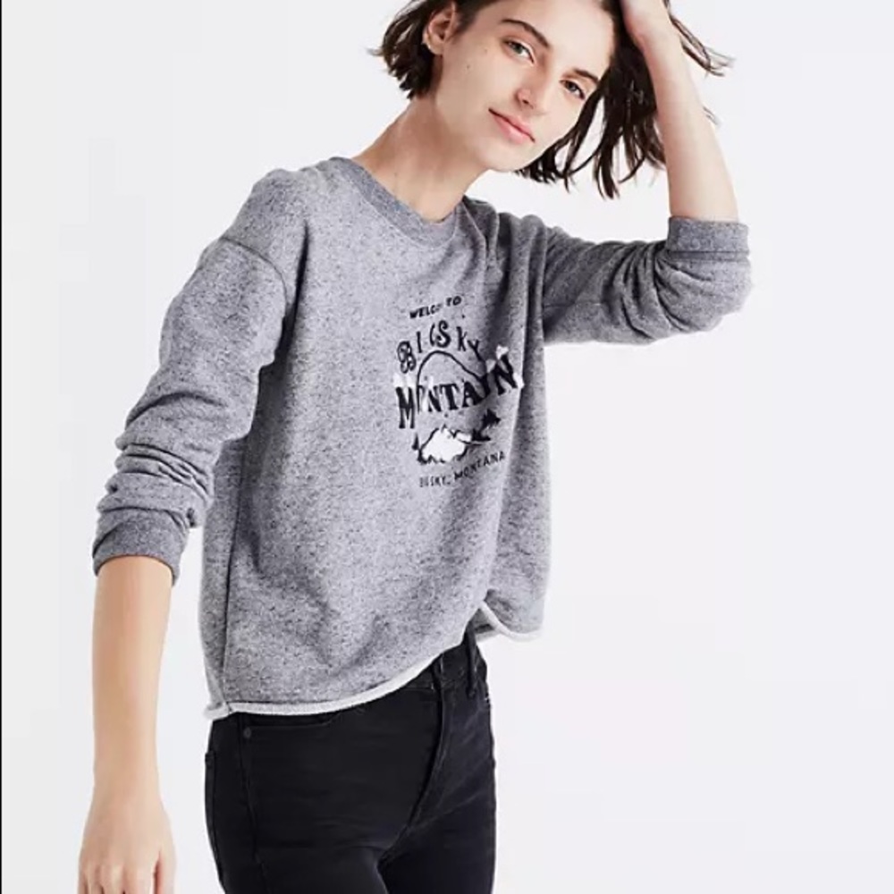 Madewell Big Sky Montana Grey Cropped Sweatshirt M